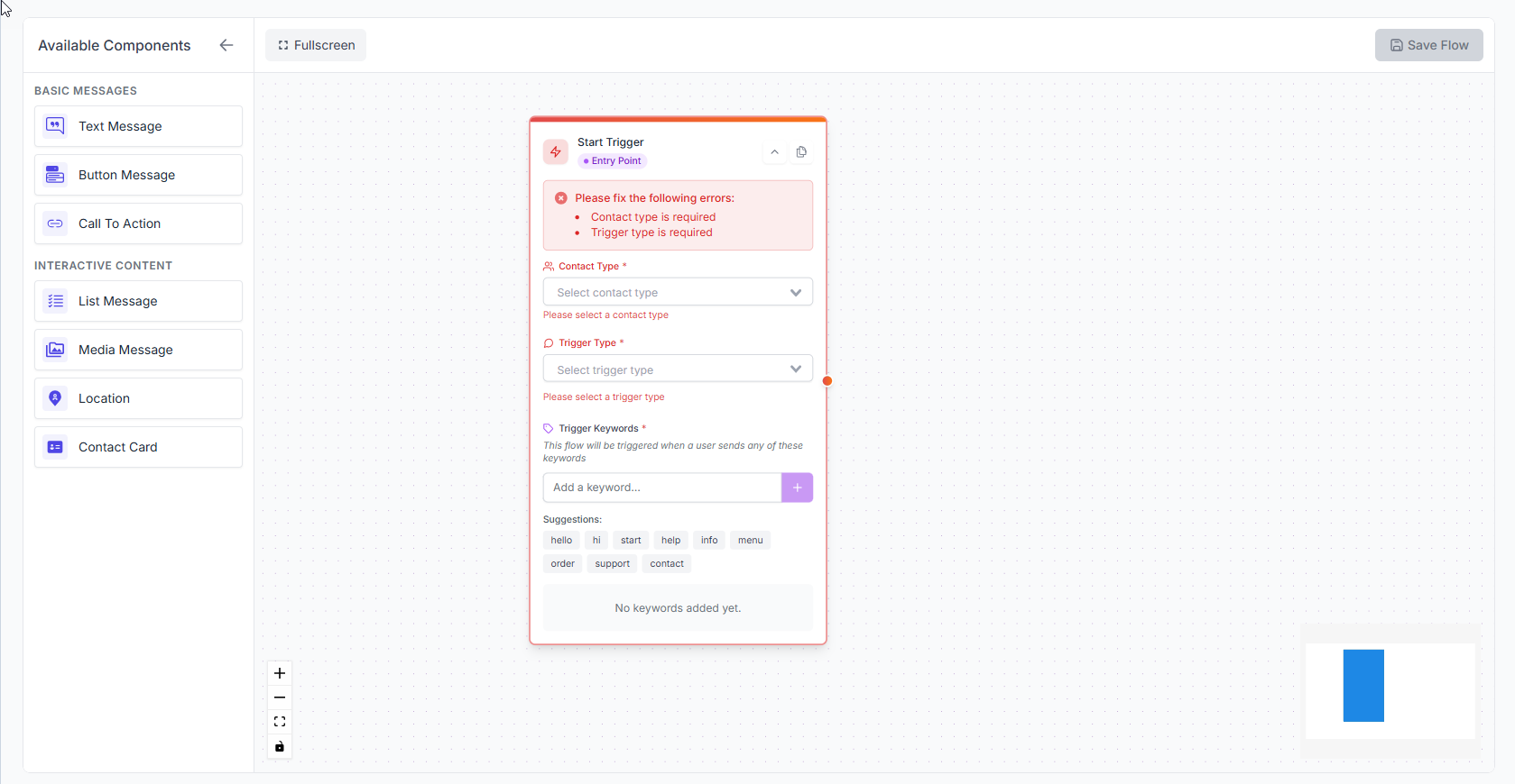 New Bot Flow Creation Page