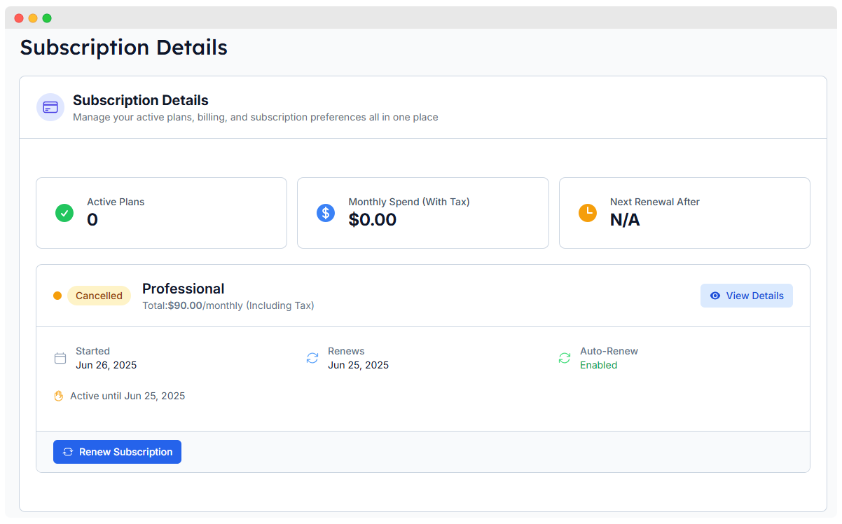 WhatsMarkSaaS Subscription List