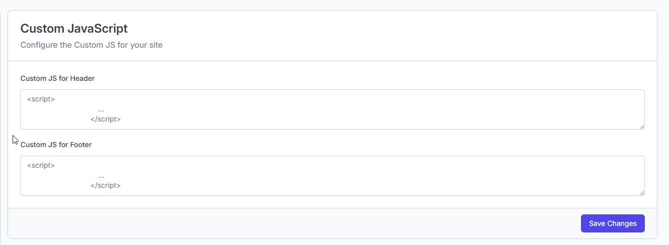 Custom JavaScript Settings