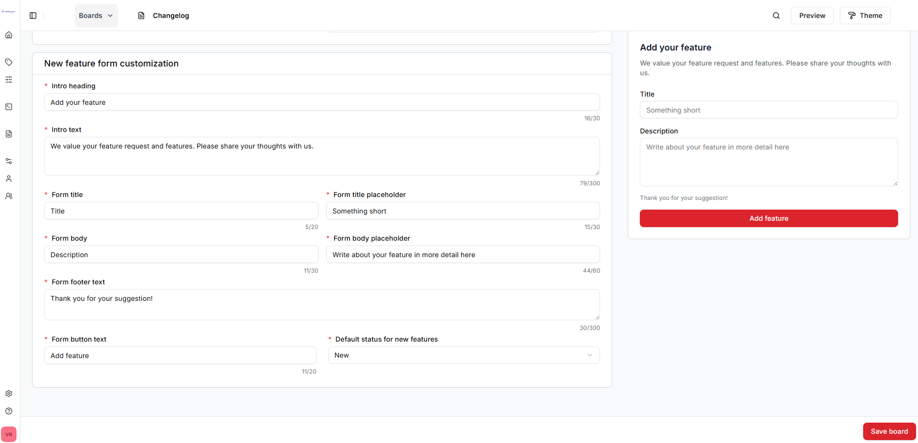 Form Label Customization