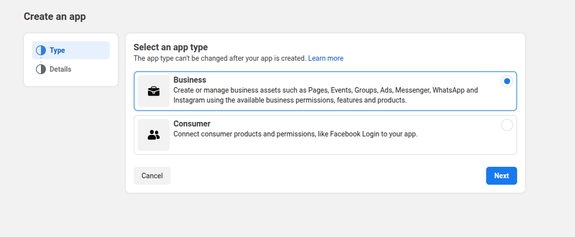 Facebook App Creation - Step 3