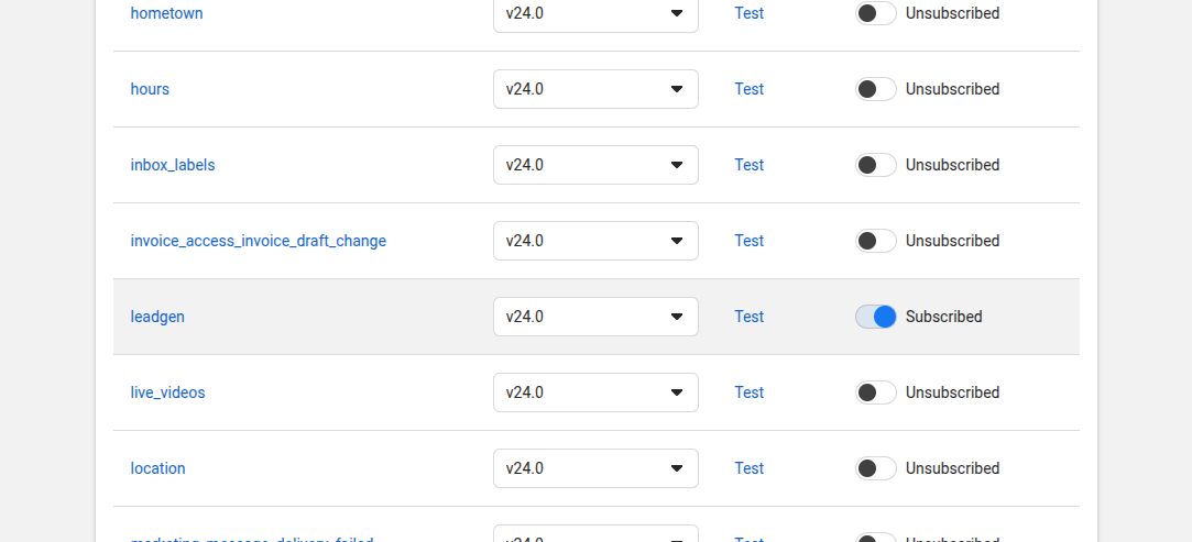 Meta Developer Console - App Configuration