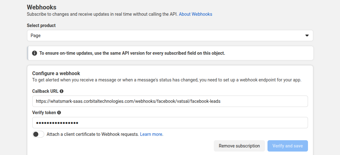 Meta App Webhook Configuration