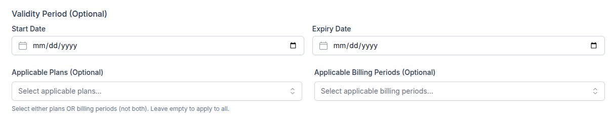 Validity Period Settings