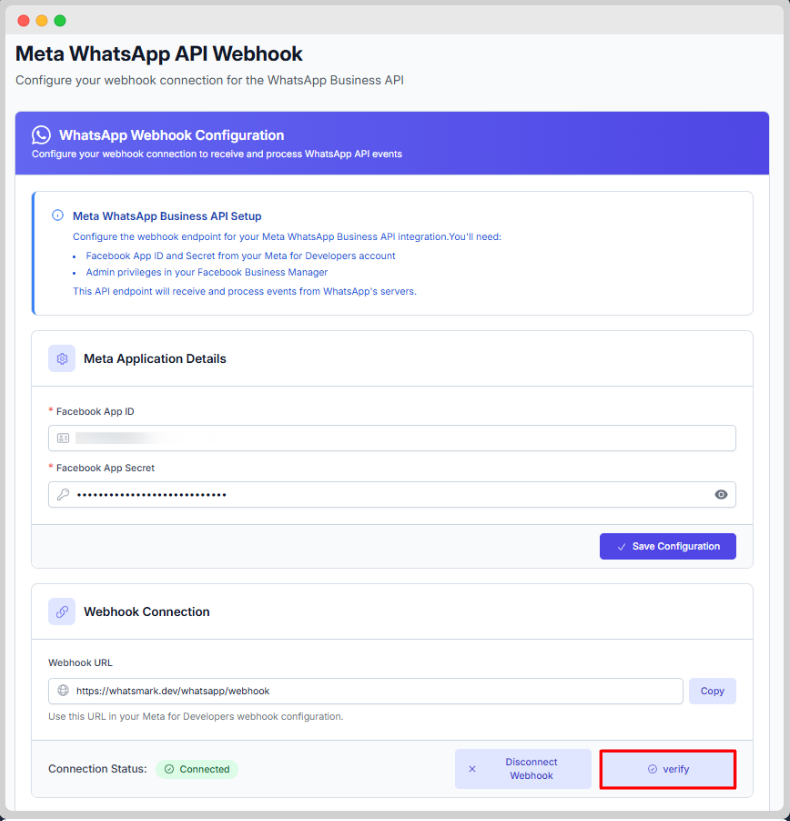 WhatsMarkSaaS Webhook Testing