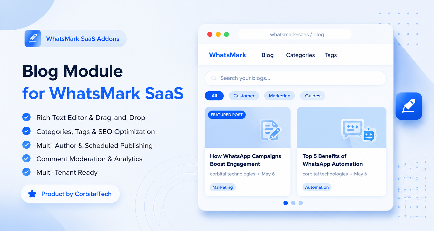 Blog Module for WhatsMark SaaS